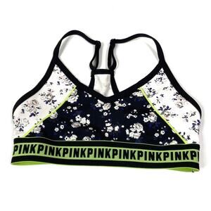 PINK Victoria's Secret Lime Green Ultimate Lightly Lined Floral Sports Bra XS